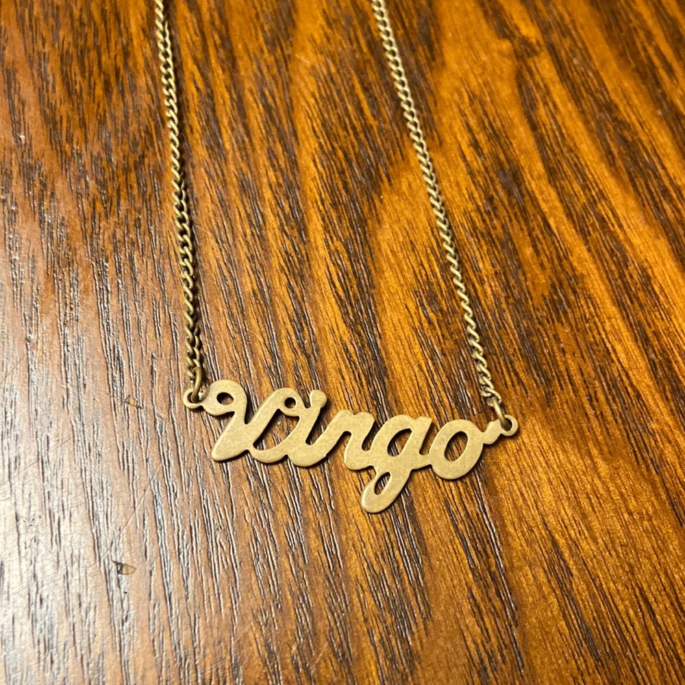 Virgo Script Pendant Necklace in Gold